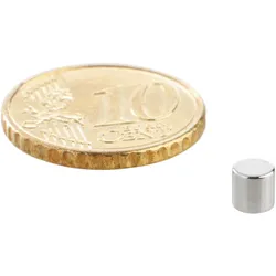 100 Scheibenmagnet, 4 mm, 4,0 mm, N45, 100 Stück, Neodym, silber