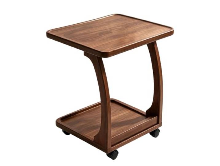 C-förmiger Beistelltisch, Holztisch mit Rollen, Verstellbare Tischplatte 2-Etagen TV-Tisch, Moderner Sofatisch, Nachttisch, Beistelltisch für Wohnzimmer(Non-flip-top,80*65cm)