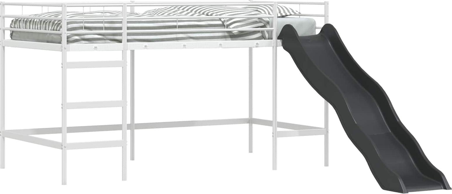 Kinder-Loftbett mit Rutsche Weiß und Anthrazit 80 x 200 cm