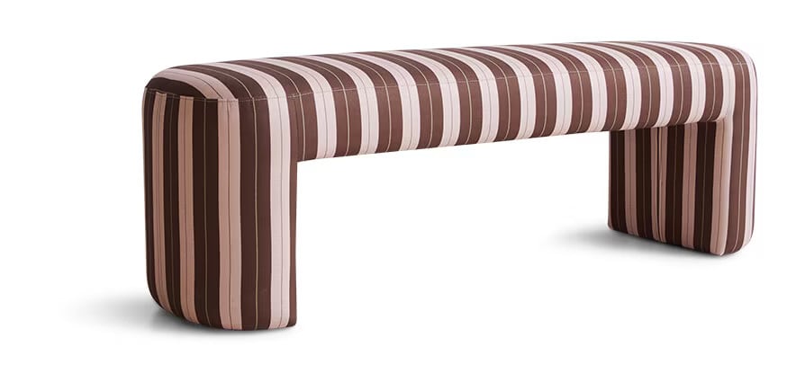 HKliving Lobby Bankje 140cm, Gestreepte stof - Bruin/Roze