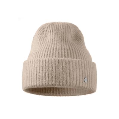 Strickmütze PEARLWOOD "ALVA", Damen, beige (sand), Materialmix, Mützen Strickmütze, in feinen Rippen gestrickt