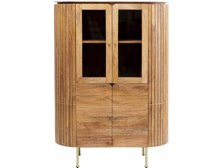 Kare-Design Schrank, Braun, Holz, Metall, Stein, Mangoholz, furniert, 2 Fächer, 100x145x42 cm,