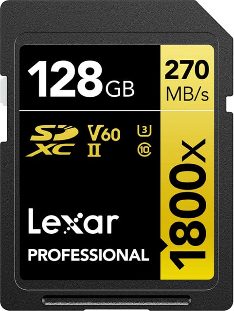 Lexar Professional SDXC 1800x GOLD 128GB SD-kaart 180MB/s