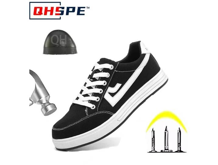 Chaussures de Protection du travail à bout en acier, semelles en caoutchouc Anti-écrasement et perforation, chaussures en toile respirantes, durables et à la mode pour hommes