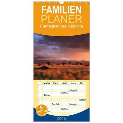 Familienplaner 2026 - Fantastisches Namibia mit 5 Spalten (Wandkalender, 21 x 45 cm) CALVENDO