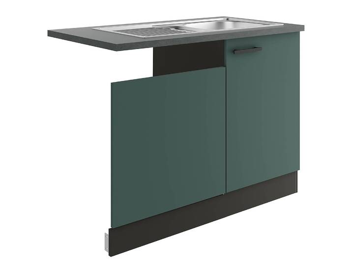 Meuble sous évier variante B 110 x 85 x 60cm Vert/Vert/Anthracite