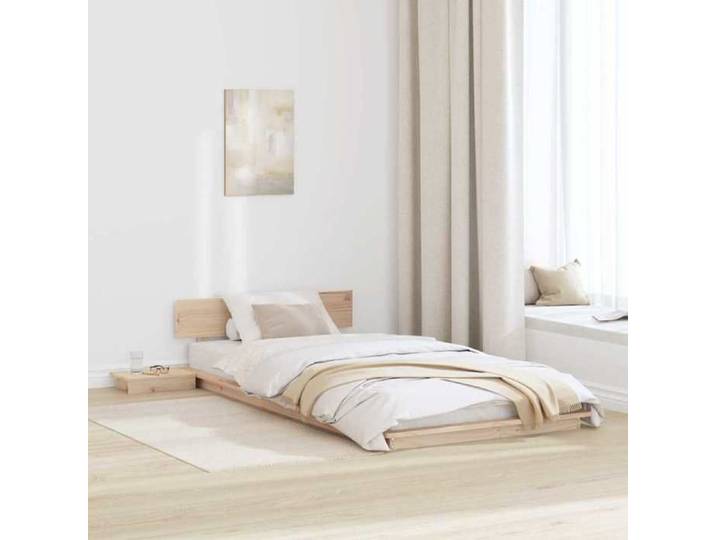 Cadre de lit simple - sans matelas - avec tête de lit Marron 90x200 cm - bois - 90x200 cm 2223341