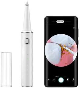 Inspired Finds USB Rechargeable Electric Dental Scaler Ultrasonic Tartar Remover With LED Precision Teeth Cleaner white