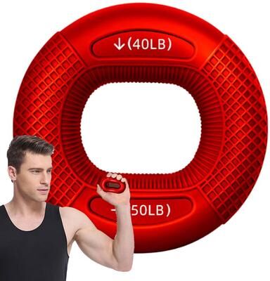 Youfap Market Adjustable Silicone Finger Grip Strengthener Ring For Hand And Wrist Exercise, Carpal Tunnel Relief Gym Training red