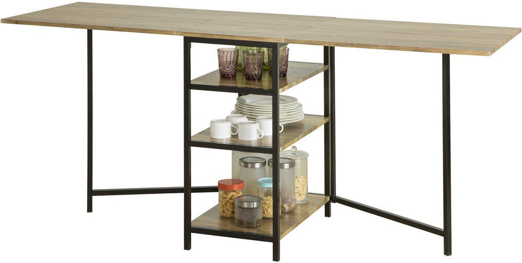 Borough Wharf Higgston Extendable Rectangular Dining Table with Steel Base Brown