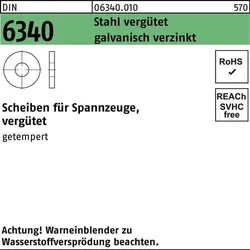 Scheibe DIN 6340 25x 60x 8 Stahl vergütet galv.verz. 10 Stück