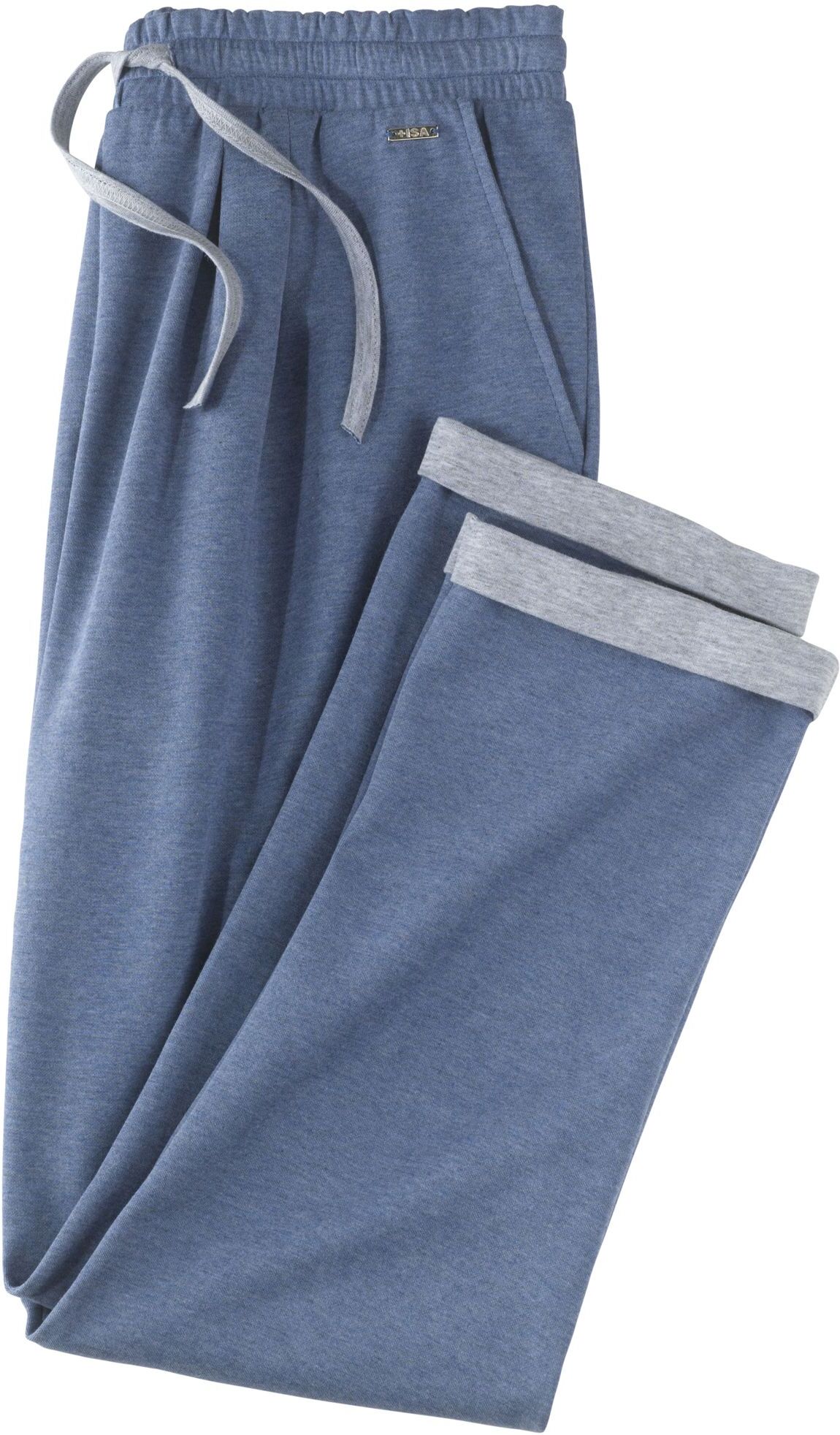 7/8-Hose ISA BODYWEAR "Hose 7/8", Damen, Gr. L, N-Gr, blau (melange), Obermaterial: 84% Baumwolle CO. 16% Polyester PES., Hosen 7/8-Hose melange L, N-Gr