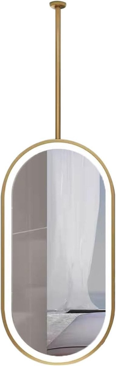 Ovale hangspiegel met draaibare functie voor badkamer decoratie in goud, 40 x 60 cm