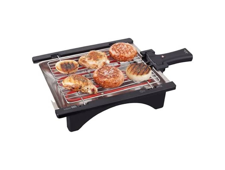Jata BQ95 Barbecue électrique démontable grille 2 niveaux et plateau en acier inoxydable 2 000 W