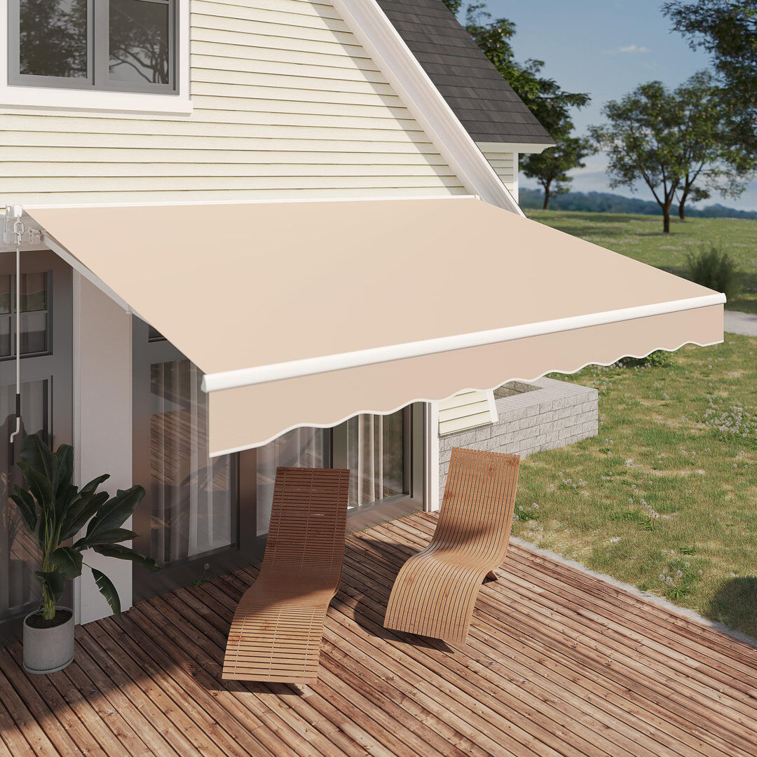 Dakota Fields Retractable Patio Awning Beige 396cm W x 244cm D
