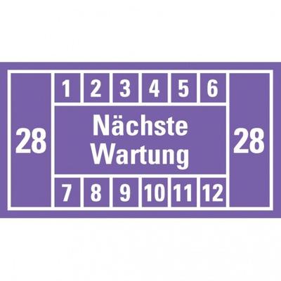 Dreifke® Prüfplakette Nächste Wartung 28, violett, Dokumentenfolie, 45x25mm, 12 Stk.