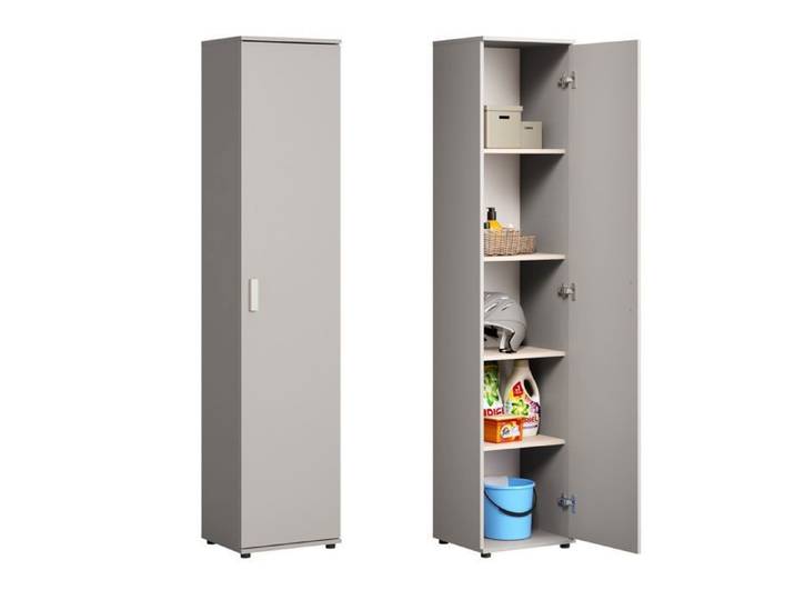Armoire multi-rangement - 1 porte 4 étagères - Armoire de bureau - Dimensions 40x35x184 cm - Meuble de rangement - Cachemire