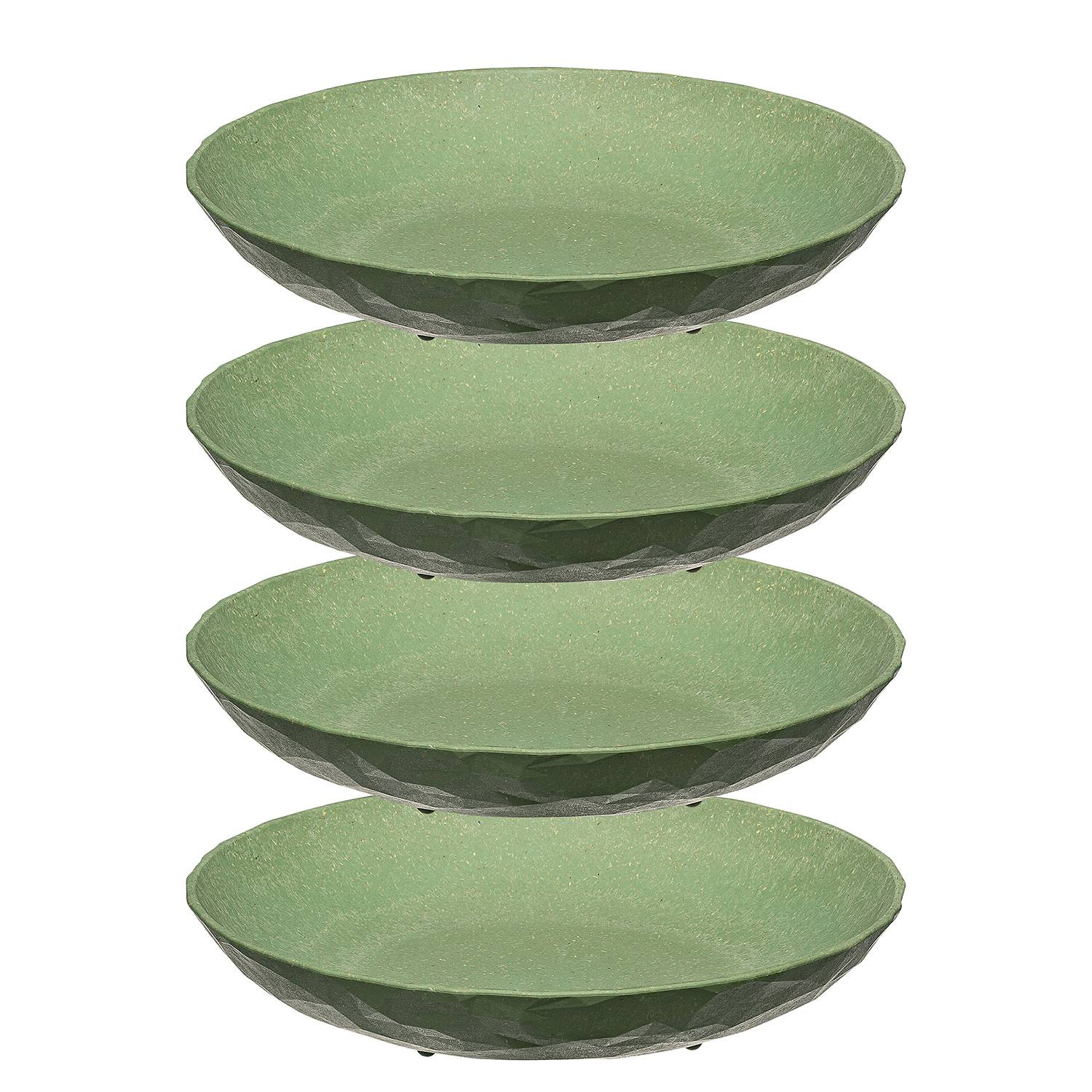 home24 Ontbijtbord Club Plate set van 4 groen/donkergroen Ø 22 cm