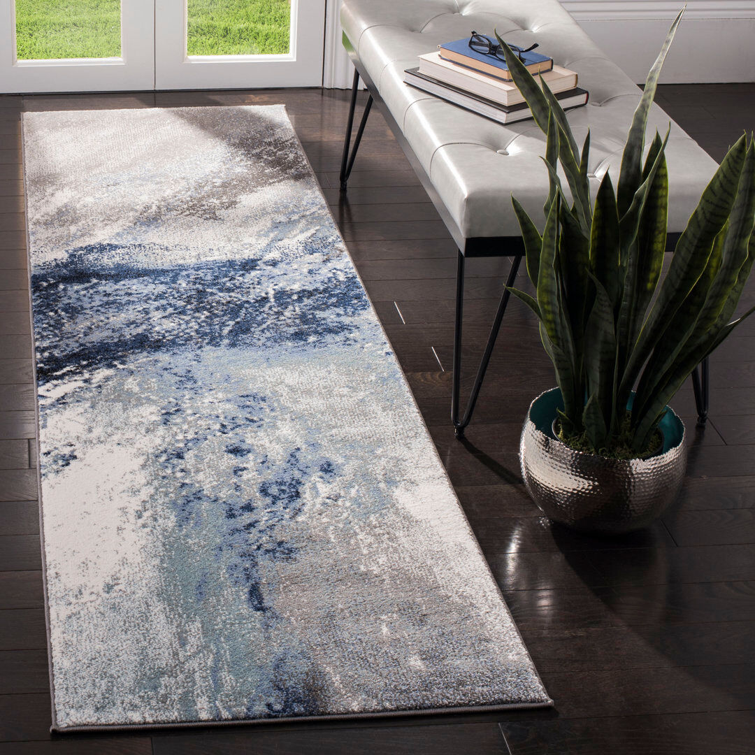 Rio Stormstown Abstract Area Rug Blue Runner 69 x 244 cm