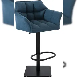 Proregal CHEFGASTRO Barhocker PHILADELPHIA Schwarz Stoff HxBxT 88x64x45cm Stoff Blau Barstuhl