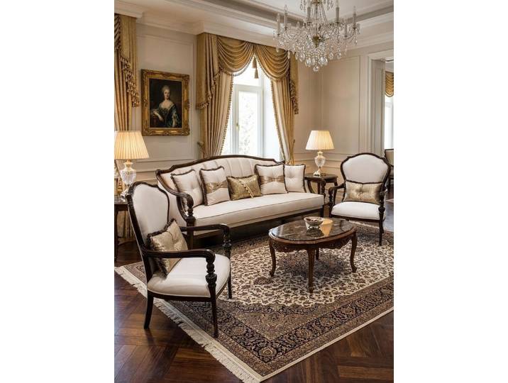 JVmoebel Polstergarnitur Sofa set Sofa 2x Sessel Beige Modern Stil Raffiniert Zeitlos, (3-tlg., 3-tlg)