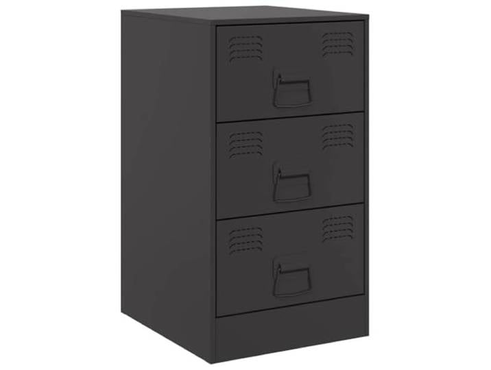 GHVBNMF Nachttisch Schwarz 34,5x39x62 cm aus Stahl mit 3 Schubladen Kompakter Beistelltisch für Ihr Schlafzimmer mit drei leichtgängigen Metallschubladen und stabiler Konstruktion.