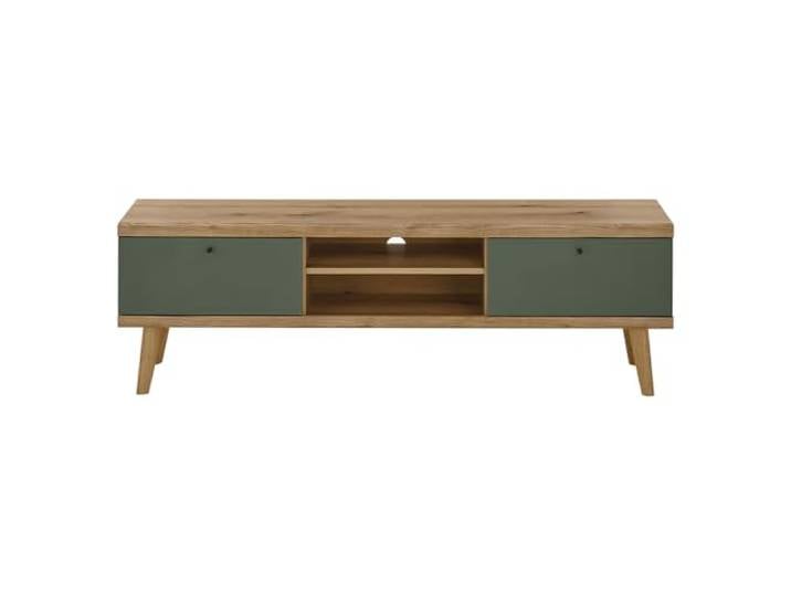 Lomadox Wohnzimmer TV-Lowboard TV-Schrank, 160cm, in Eiche mit grün Modern