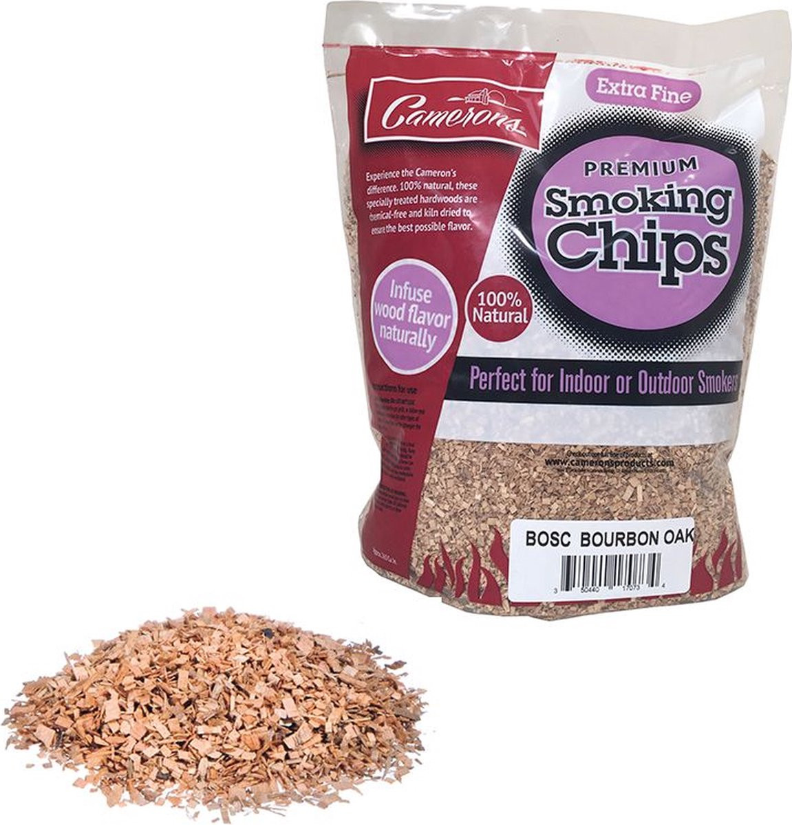 Camerons Bosc Roken Bourbon Geweekte Eiken Rookchips Extra Fijn, 907 Gram, Bruin