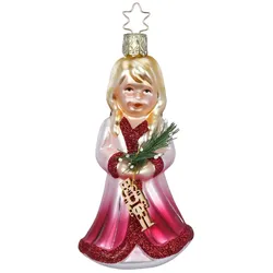 INGE-Glas Manufaktur Christbaumschmuck Mädchen Klara 11,5cm - Glas Figur Mundgeblasen & Handbemalt Weihnachtsbaum Anhänger Weihnachten Christbaumanhänger Märchen Kind Rosa