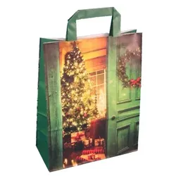 Pack4Food24 250 Papiertragetaschen Geschenktüten 22+10x28cm "Weihnachtsstube" 90g/m2 extrastark