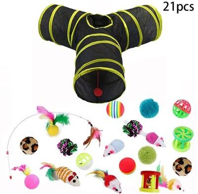 Inspire Essentials Rainbow Adventure Cat Tunnel Foldable Interactive Pet Play Tube For Indoor Cats And Kittens 21