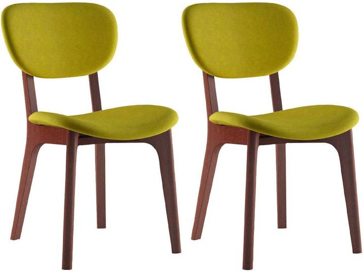 Stuhl HOME AFFAIRE COZY Made in Italy , grün (grün, nuss, grün), B:50cm H:88cm T:62cm, Polyester, Stühle, Stuhl, Gestell in Buche, Kirsch- oder Nussbaum, Massivholz, Design Stuhl