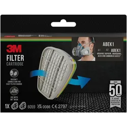 3M 6059 ABEK1 Filter gegen organische, anorganische und saure Gase und Dämpfe sowie Ammoniak, 1 Paar/Packung