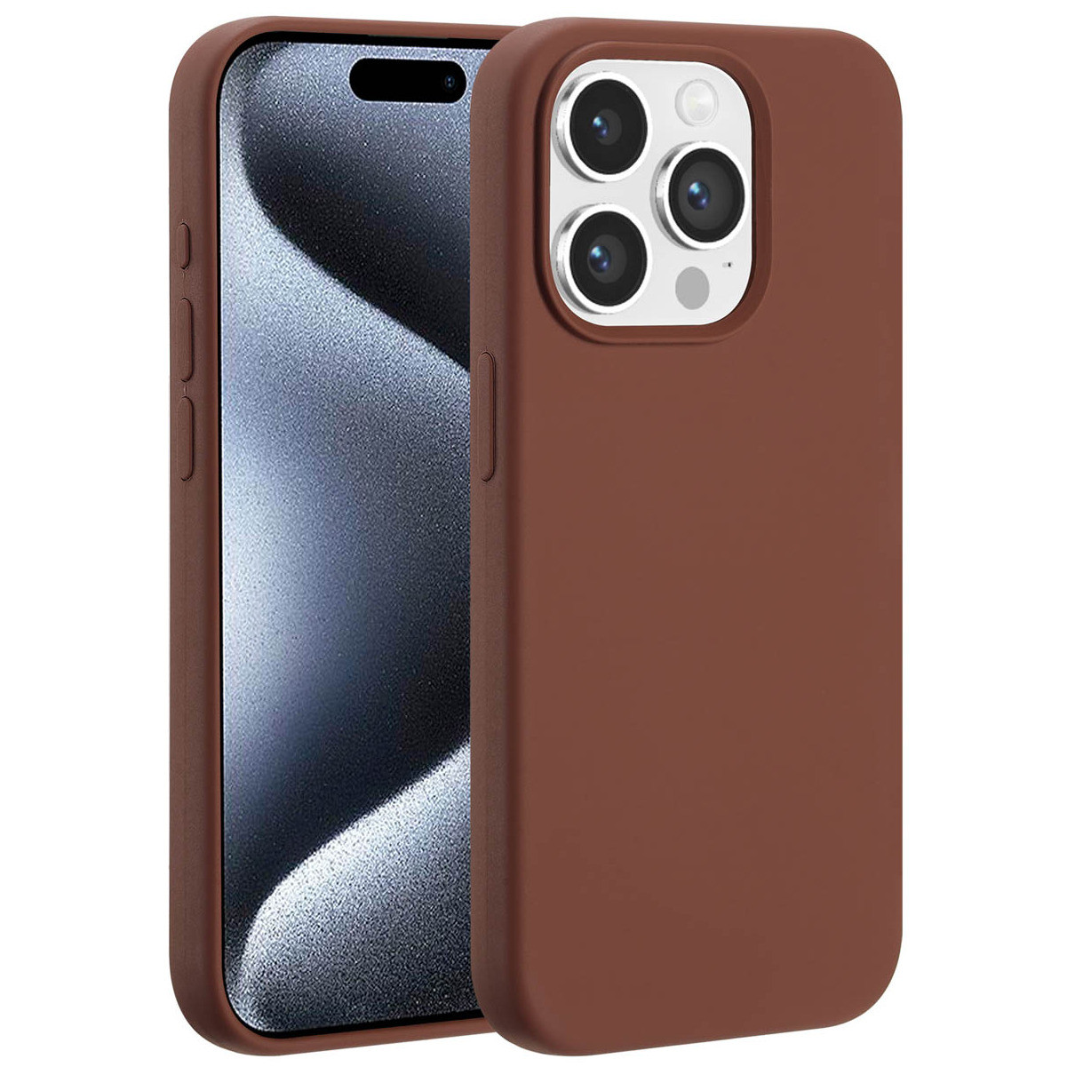 Accezz Liquid Silicone Backcover met MagSafe voor Apple iPhone 15 Pro - Bruin