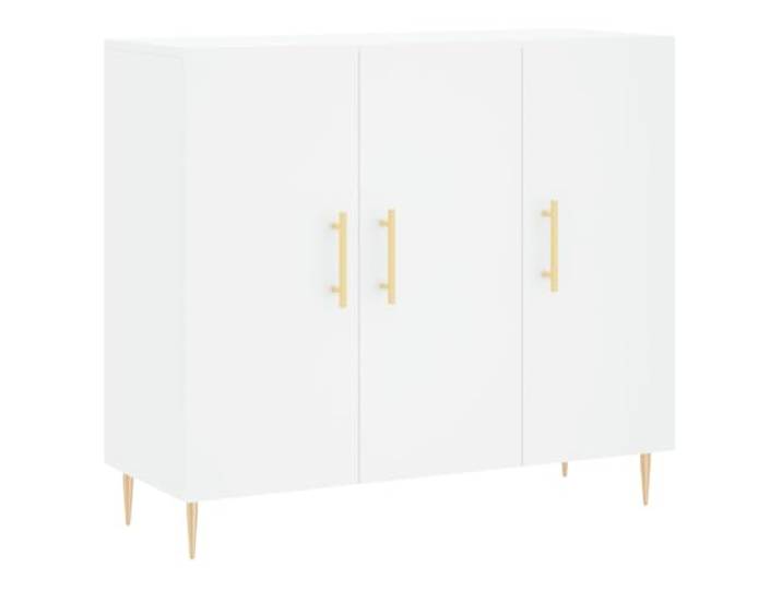 KGFHERENB Sideboard Weiß 90x34x80 cm Kommode mit Türen Metallbeine Schlanker Anrichteschrank für Wohnzimmer und Flur mit reichlich Stauraum hinter den Türen sowie robusten Füßen aus Metall.