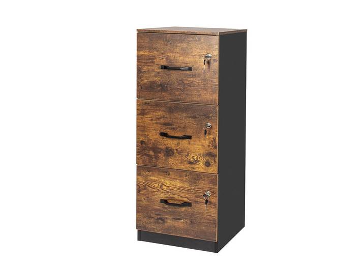 Relaxdays Aktenschrank Schwarz Hängeregister abschließbar 3 Schubladen, Mehrfarbig, Metall, 40x103x40 cm, Büromöbel, Büroschränke, Aktenschränke