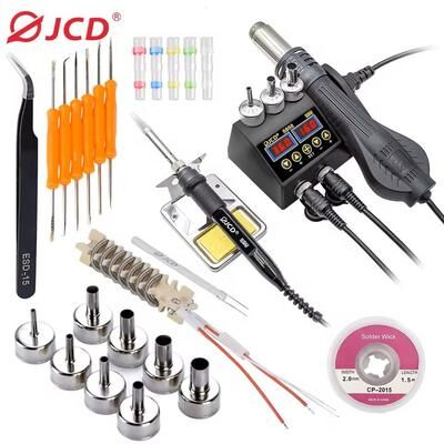 Uplift Essentials High Power 2 in 1 Soldering Station With Hot Air Gun And Adjustable Temperature 8898 Set4 us Plug