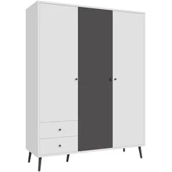 FORTE Kleiderschrank Harllson Dekor Weiß / Grau