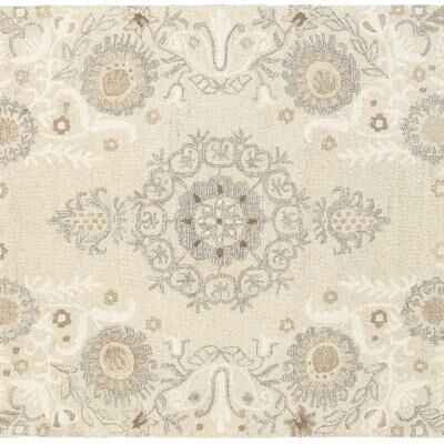 Copper Grove Style Haven Globeflower Medallions Handcrafted Undyed Wool Runner Rug