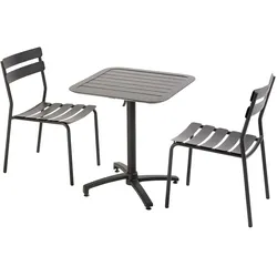 Oviala Business Terrassen-Neigungstisch 70 x 70 cm mit 2 Stühlen, schwarz