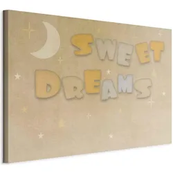 Artgeist, Bilder, Sweet Dreams - Pastel Inscription Surrounded by the Moon and Stars (120 x 80 cm)