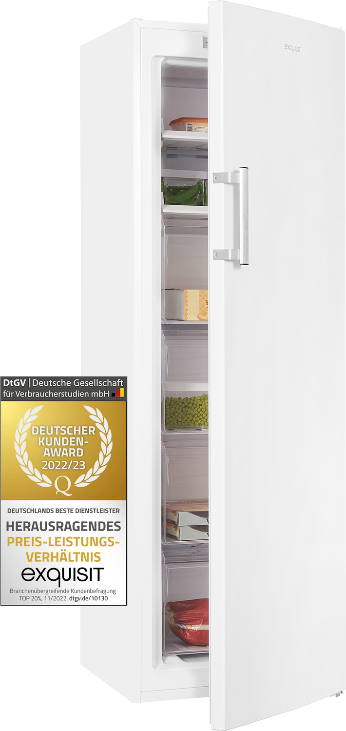 Exquisit Gefrierschrank GS271-NF-H-040D weiss | 204 l Nutzinhalt | NoFrost | LED-Anzeige