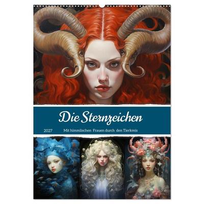Sternzeichen. Mit himmlischen Frauen durch den Tierkreis (Wandkalender 2027 DIN A2 hoch), CALVENDO Monatskalender