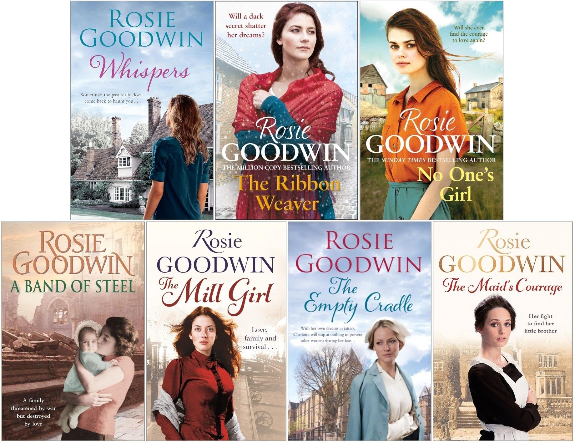 Corsair Rosie Goodwin 7 Books Collection Set (No One’s Girl, The Ribbon Weaver, A Band of Steel, Whispers, The Empty Cradle, The Mill Girl, The Maid's Courage