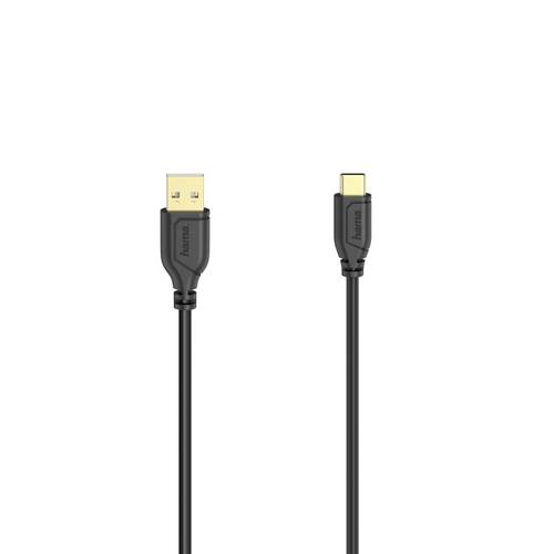 Hama 00200634 USB-C-Kabel "Flexi-Slim", USB 2.0, 480Mbit/s, Schwarz, 0,75m