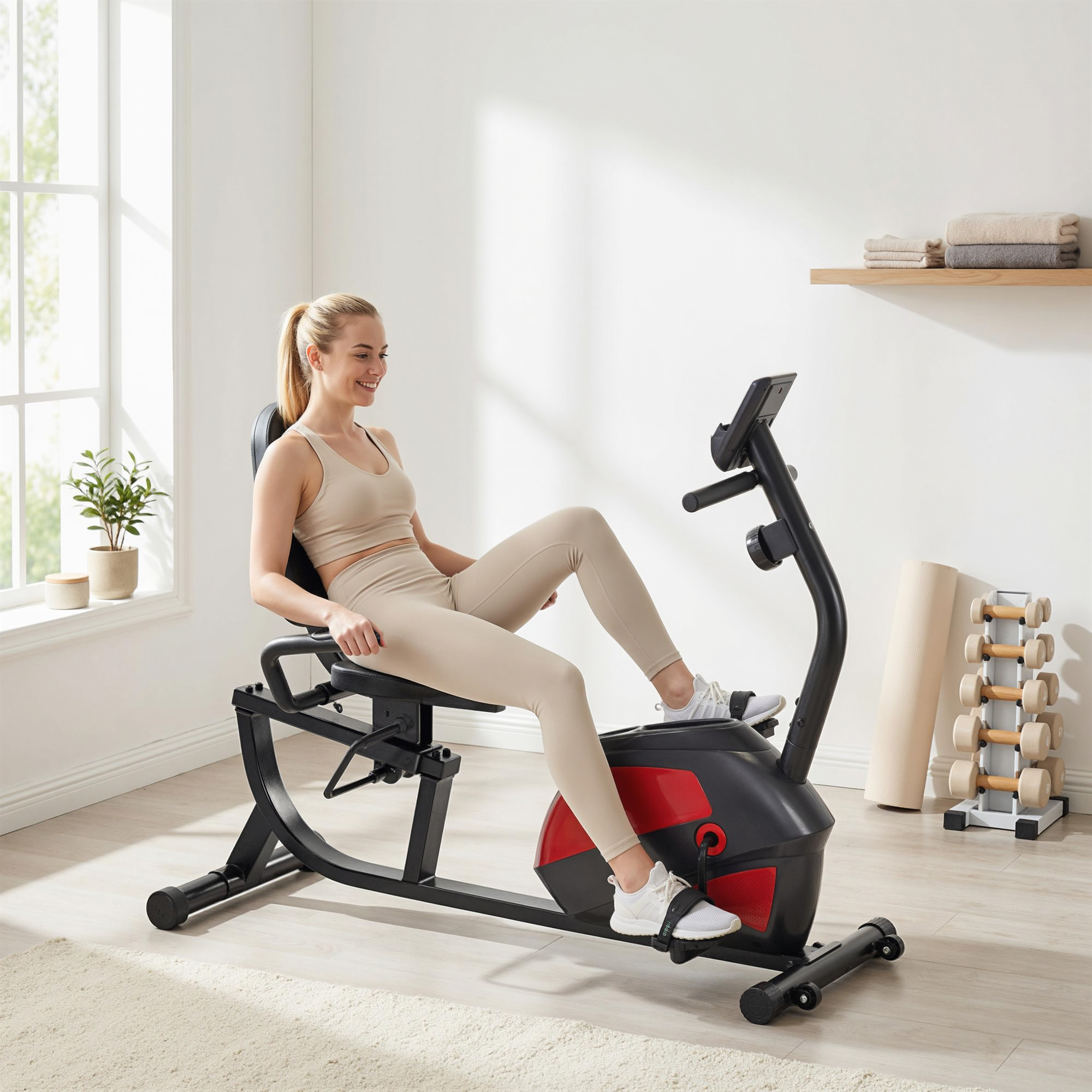 Homcom Cyclette reclinata con schienale e 8 livelli resistenza, display LCD   Aosom Italy