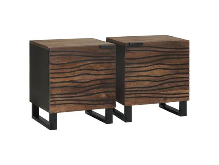 HEFZGDB Nachttische 2er Set aus massivem Walnussholz mit Schubladen und Metallbeinen, Maße 40x33.5x46 cm, modernes Design für praktische Stauraumlösungen und natürliche Eleganz im