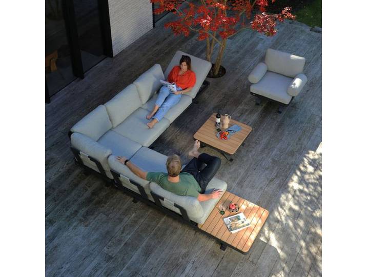 Zebra Sky Ecklounge verstellbar inkl. Loungetisch Aluminium/Sunproof Dunkelgrau