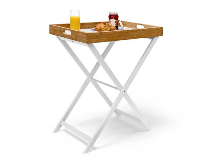 Relaxdays Tabletttisch Holz & Bambus 72 cm