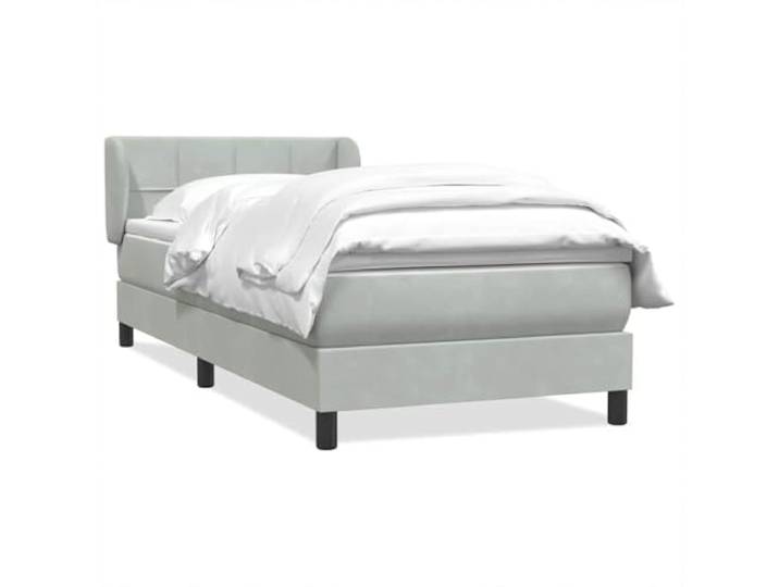HFXHIJXQ Boxspringbett mit Matratze 80x220 Hellgrau Samt Bett Set Ergonomisches Komplettbett für das Schlafzimmer mit höhenverstellbarem Kopfteil, Taschenfedern und Topper.